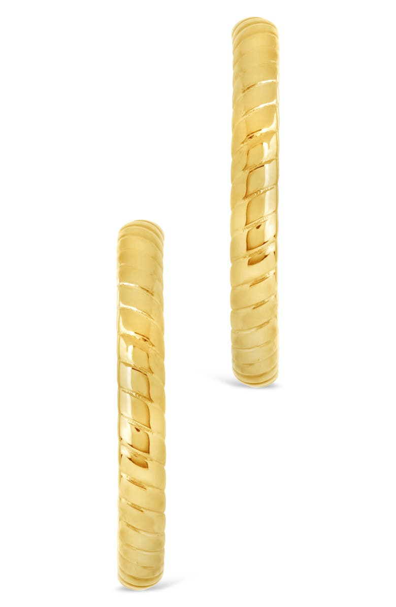 Sterling Forever Everly Textured Hoop Earrings, Alternate, color, Gold