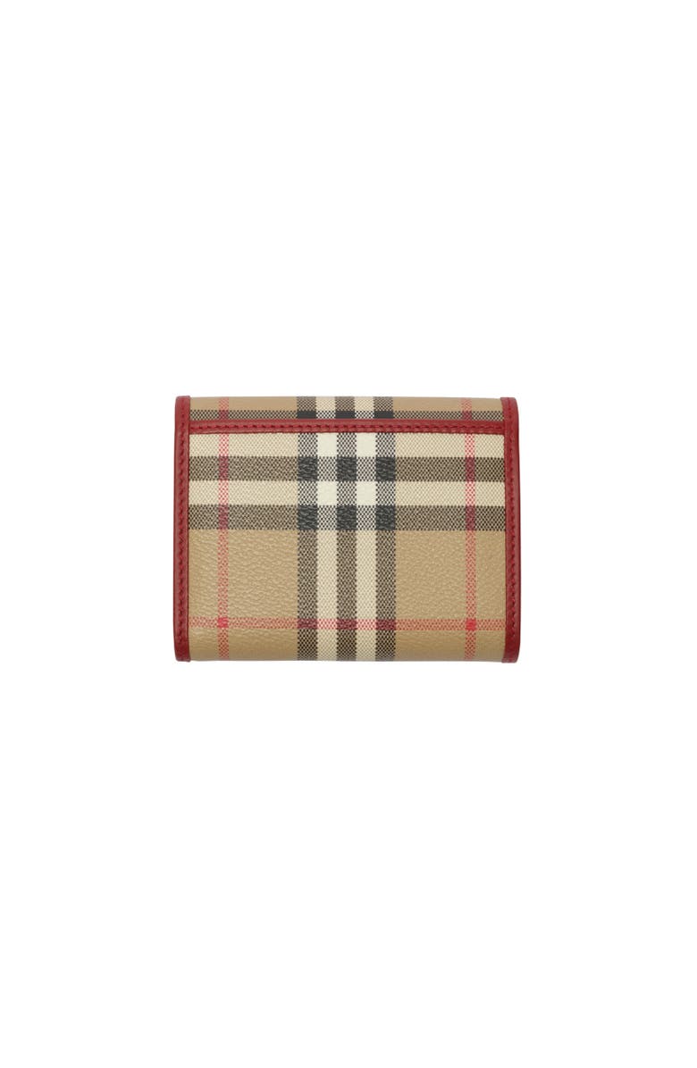 Burberry Small Check Folding Wallet, Alternate, color, Archive Beige/Ruby Red