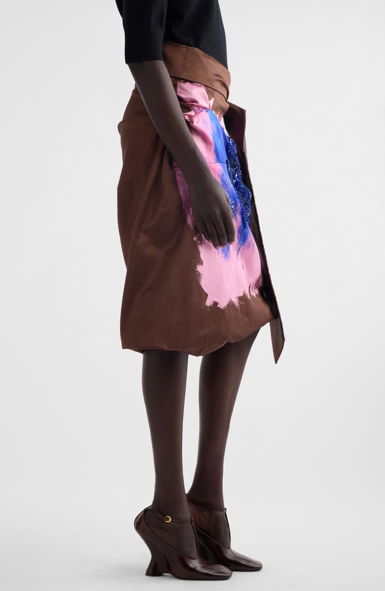 Dries Van Noten Brushstroke Print Embelllished Cotton & Silk Wrap Skirt, Alternate, color, 