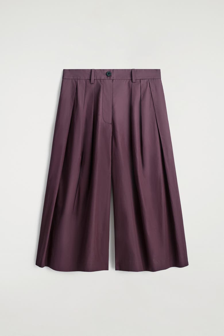 Pleated Cotton Pants, Alternate, color, BORDEAUX