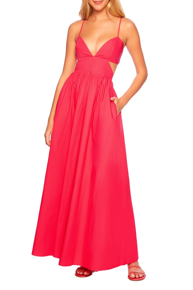 Cutout Cotton Poplin Maxi Sundress, Main, color, FRAMBROISE