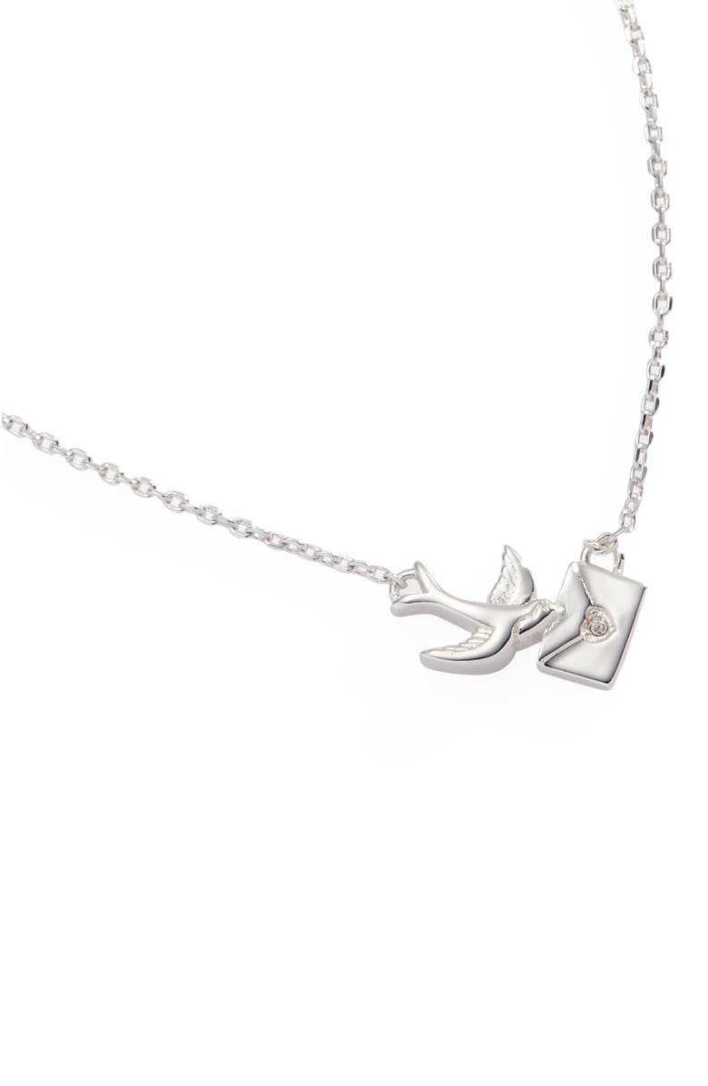 Alex and Ani Love Letter Inline Necklace, Alternate, color, Silver