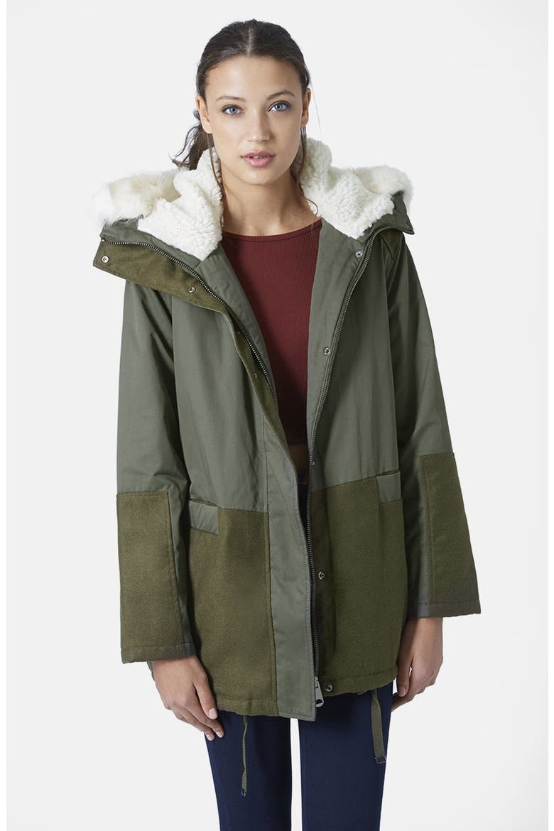 'Toddy' Faux Fur Parka, Main, color, OLIVE