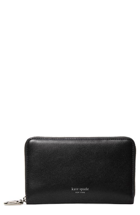 medium halo fine grain leather zip wallet