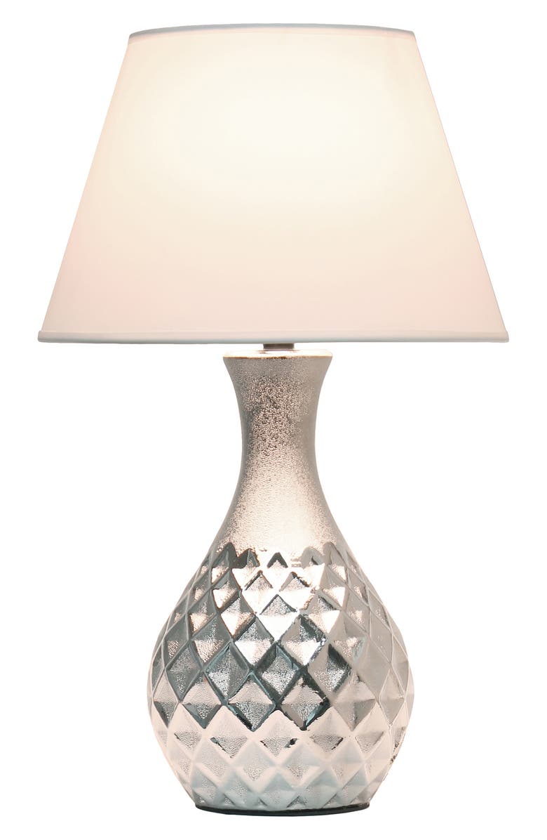 LALIA HOME Diamond-Cut Table Lamp, Alternate, color, Metallic Silver/White