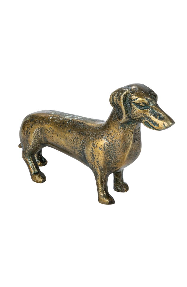 Storied Home Antique Cast Aluminum Dachshund Accent Decor, Brass, Main, color, Brass