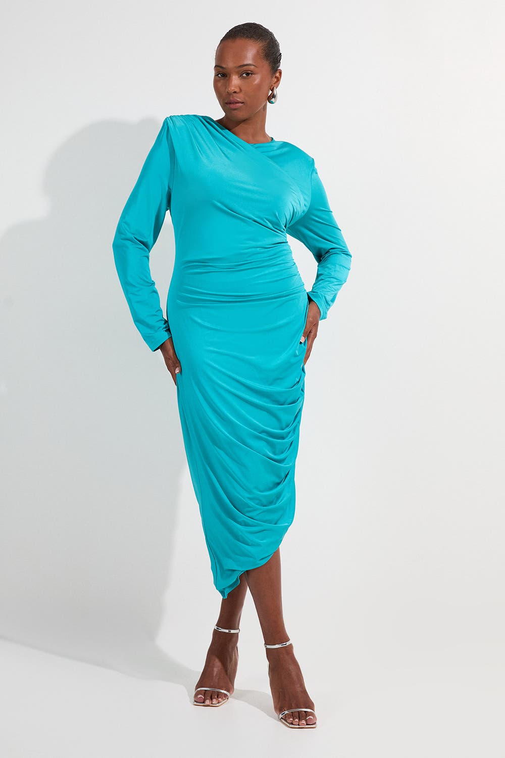 Long Sleeve Ruched Maxi Dress