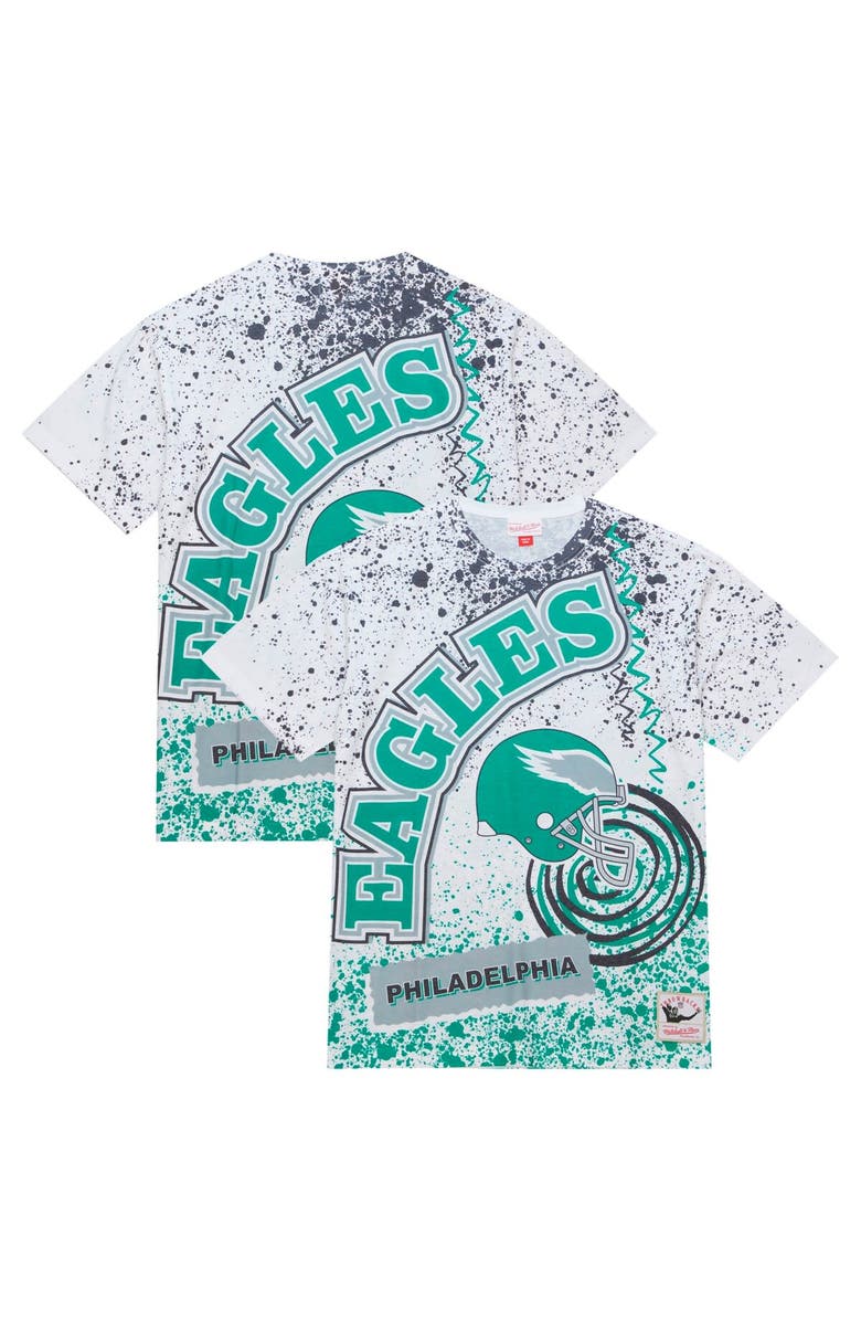 Mitchell & Ness Men's Mitchell & Ness White Philadelphia Eagles Big & Tall Allover Print T-Shirt, Alternate, color, White