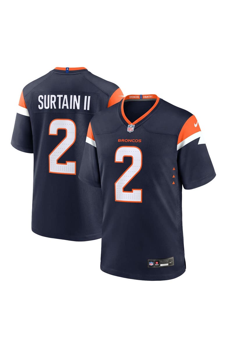 Nike Men's Nike Patrick Surtain II Navy Denver Broncos Mile High Collection Alternate Game Jersey, Main, color, Navy
