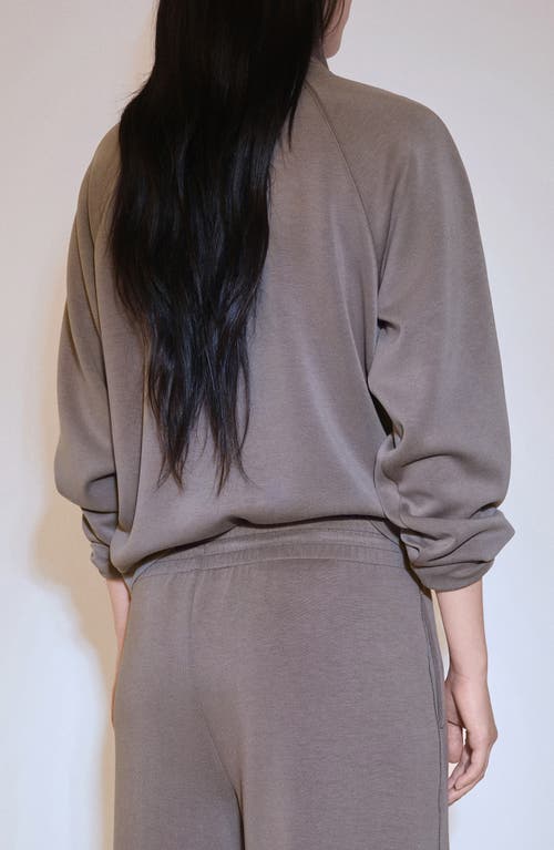Shop Mango Half Zip Sweatshirt In Medium Brown