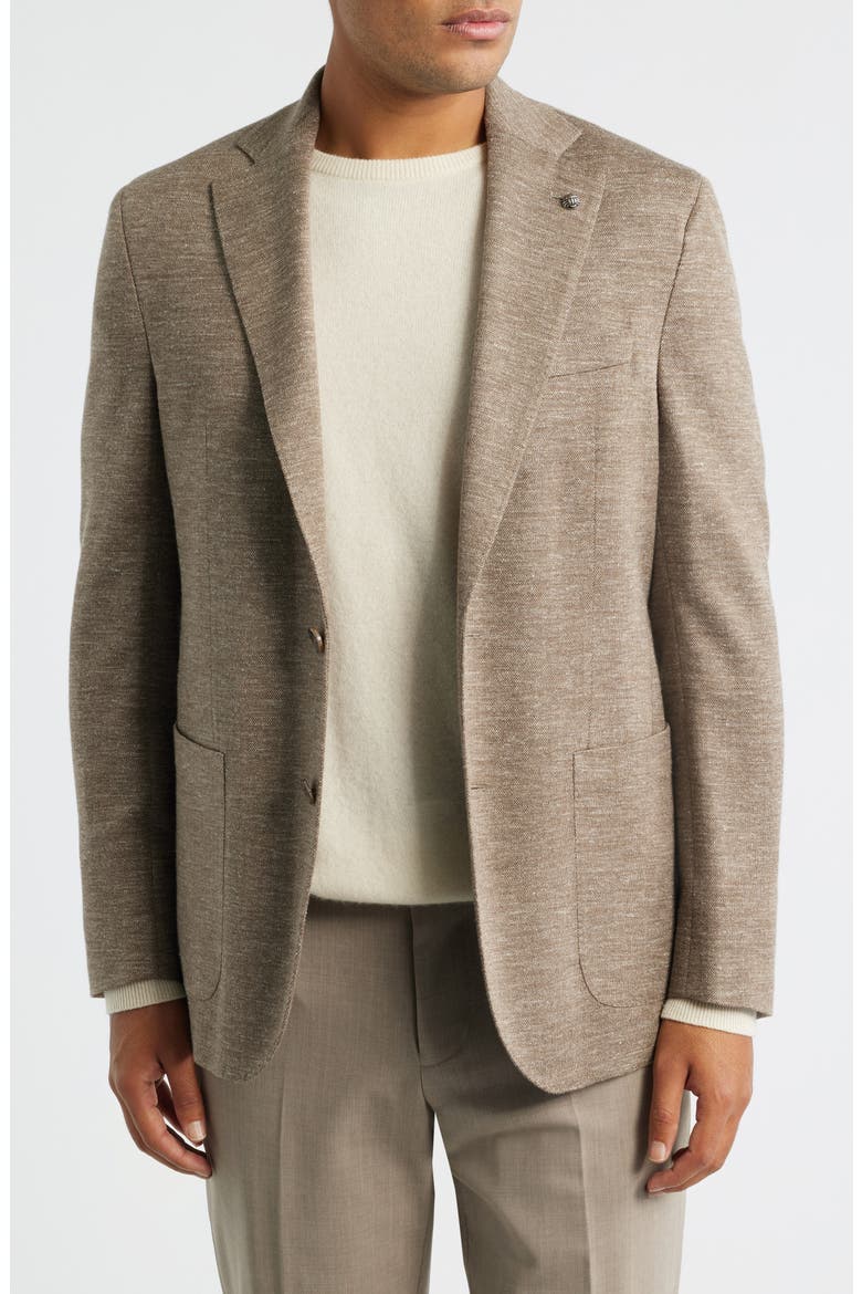 Hartford Tan Knit Wool & Silk Blend Mélange Sport Coat, Main, color, TAN