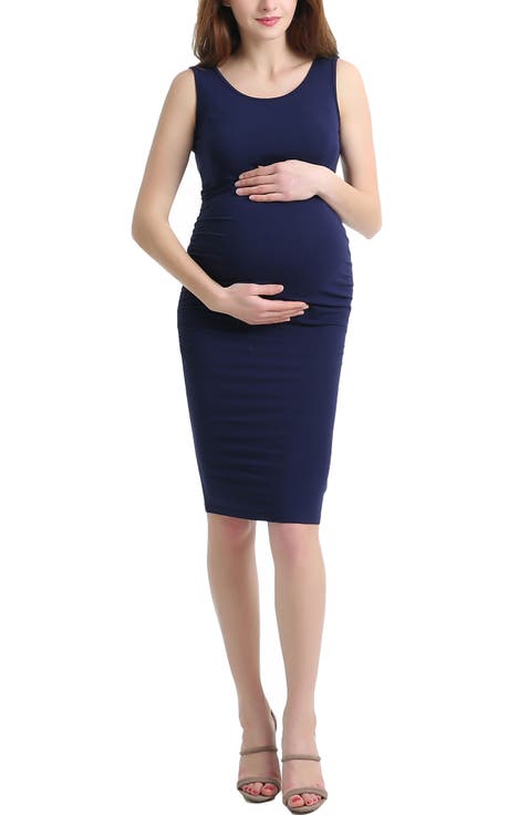 Delia Ruched Maternity Midi Dress