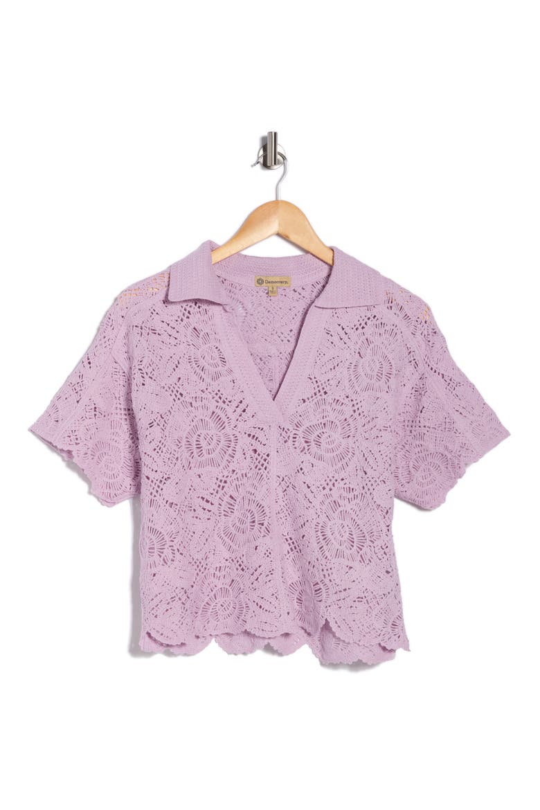 Short Sleeve Open Stitch Polo, Alternate, color, PASTEL LILAC