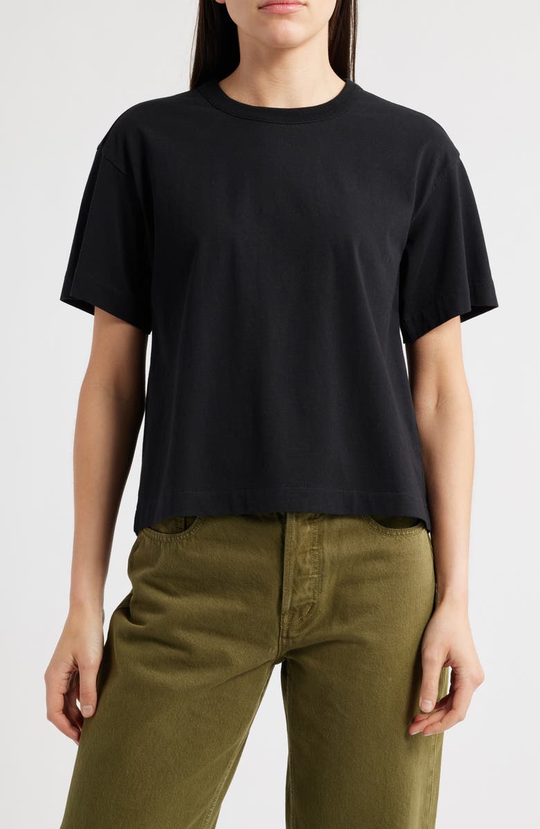 Madewell Back Pleat Classic T-Shirt, Main, color, Jet Black