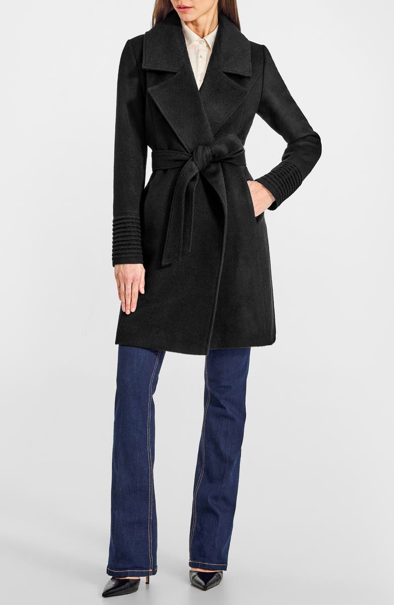 SENTALER Alpaca & Wool Wrap Coat, Main, color, Black