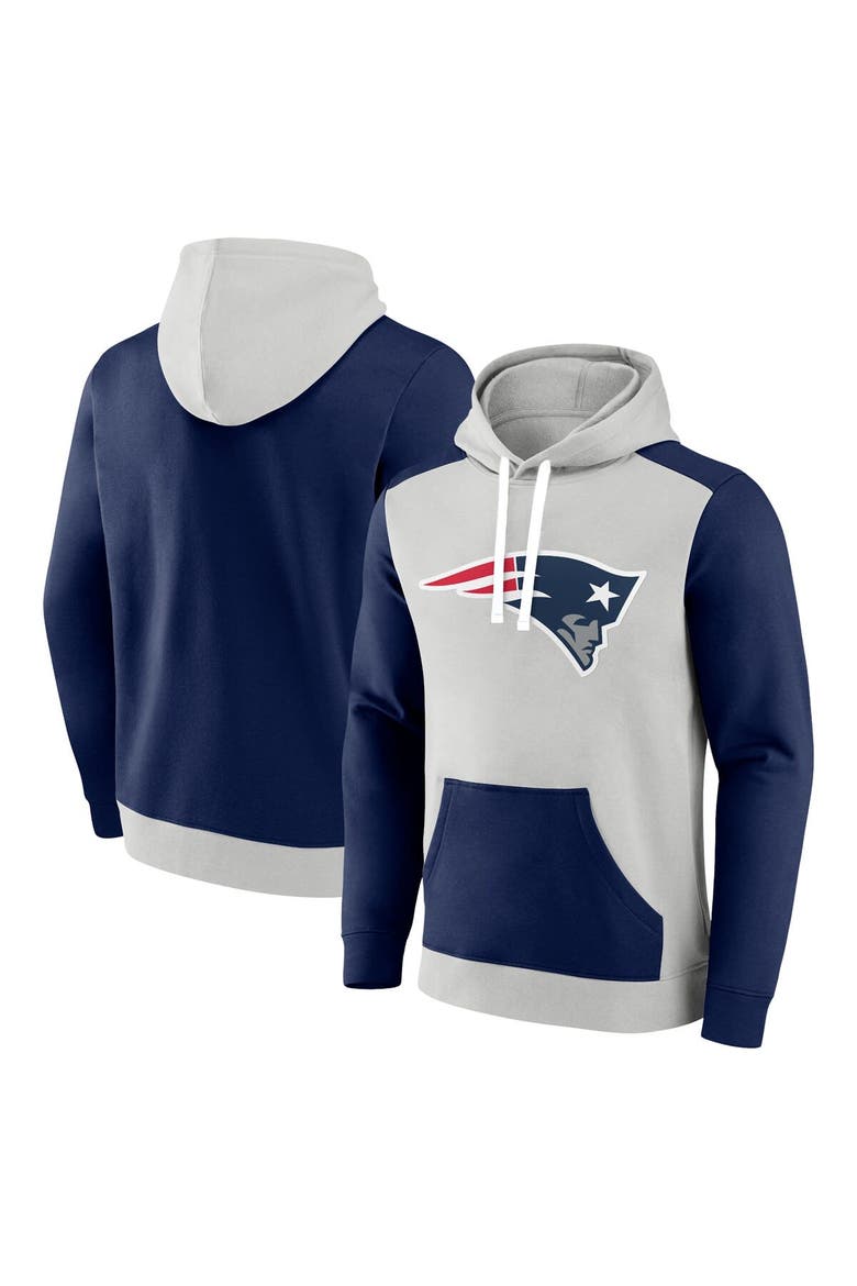 Men's Fanatics Branded Silver/Navy New England Patriots Big & Tall Team Fleece Pullover Hoodie, Main, color, Silver