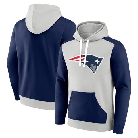 Men's Fanatics Branded Silver/Navy New England Patriots Big & Tall Team Fleece Pullover Hoodie