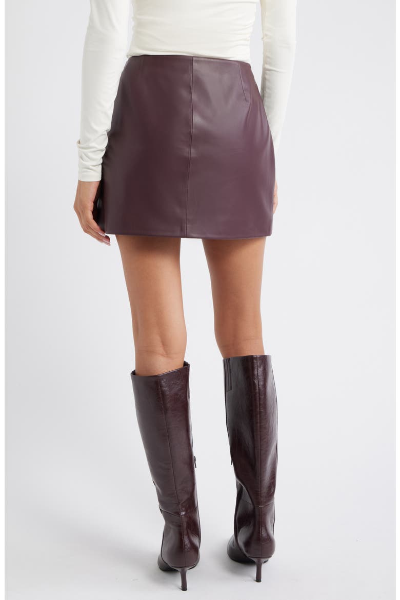 Faux Leather Wrap Miniskirt, Alternate, color, BURGUNDY FUDGE