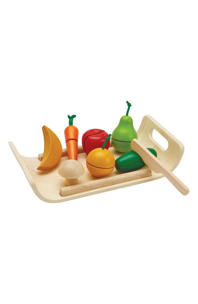 PlanToys<sup>®</sup> 14-Piece Assorted Fruit & Vegetable Tray Set, Alternate, color,
