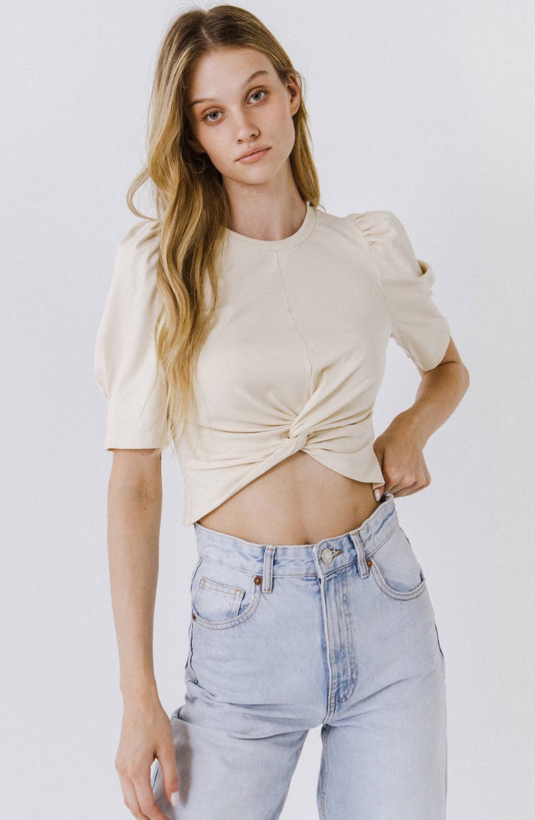 Endless Rose Twist Front Crop Top, Alternate, color, Oatmeal