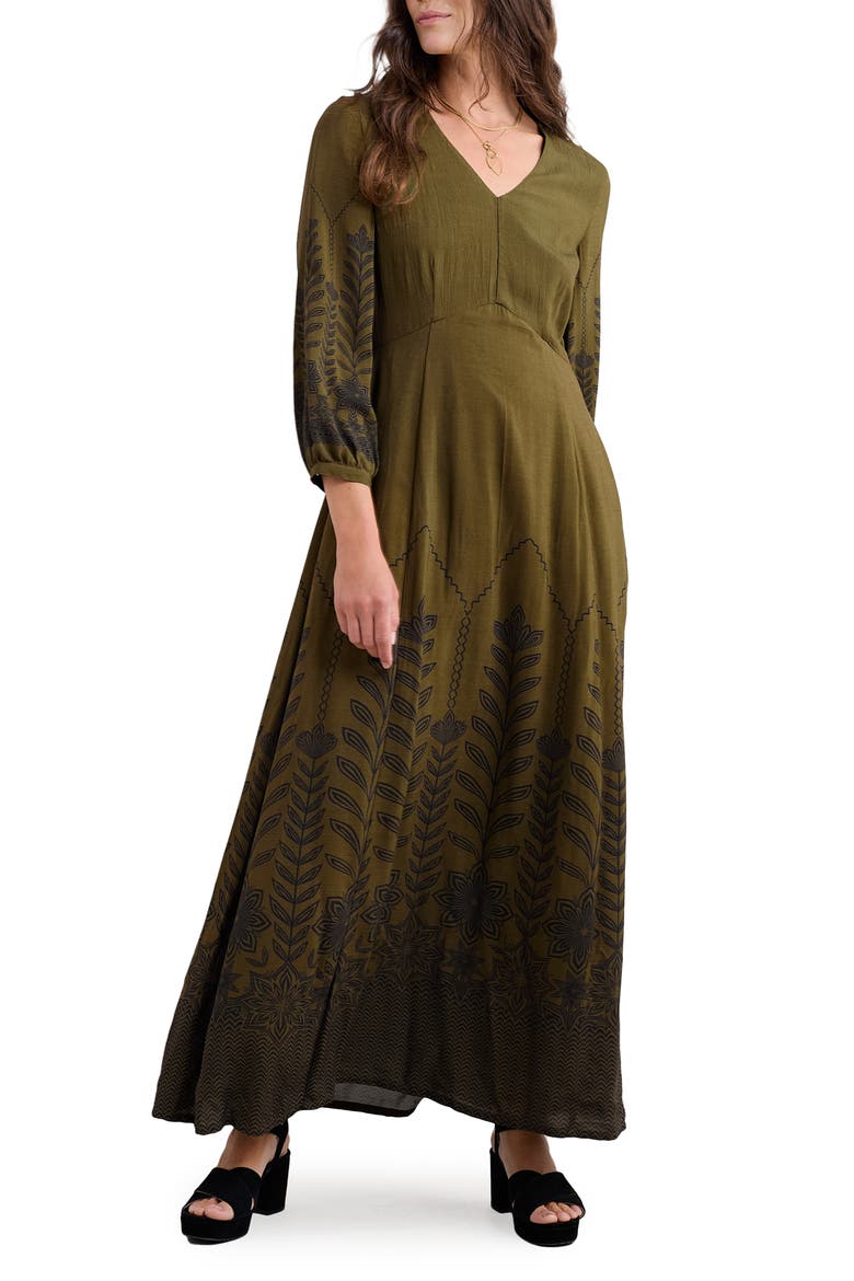 High Woods Printed Maxi Dress, Main, color, ICE FLOWER BRIGHT OLIVE