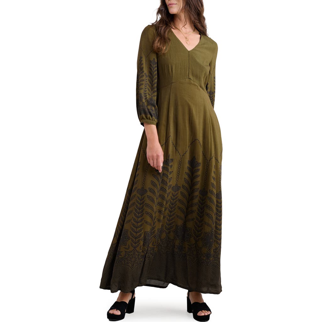 Seasalt Cornwall High Woods Printed Maxi Dress In Green