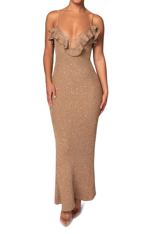 JLUXLABEL Midnight Sparkle Knit Maxi Dress in Gold 