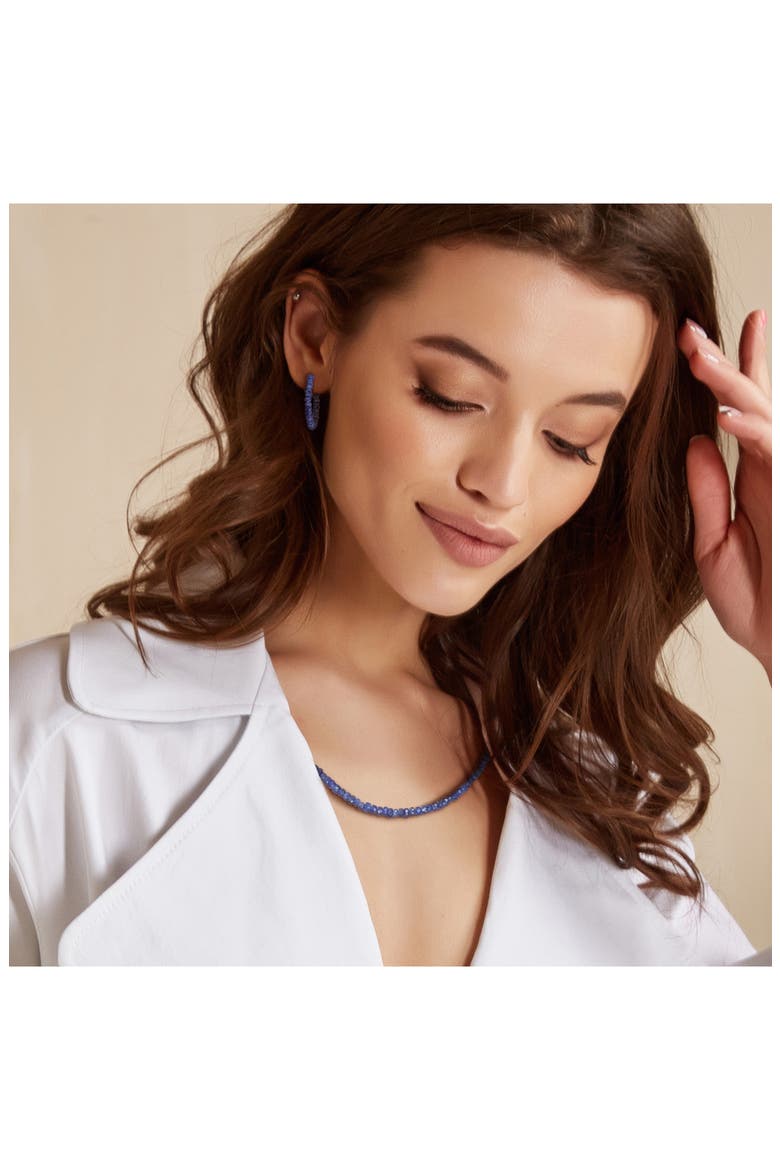 Blue Sapphire Beaded Earrings, Bracelet & Necklace Set, Alternate, color, BLUE