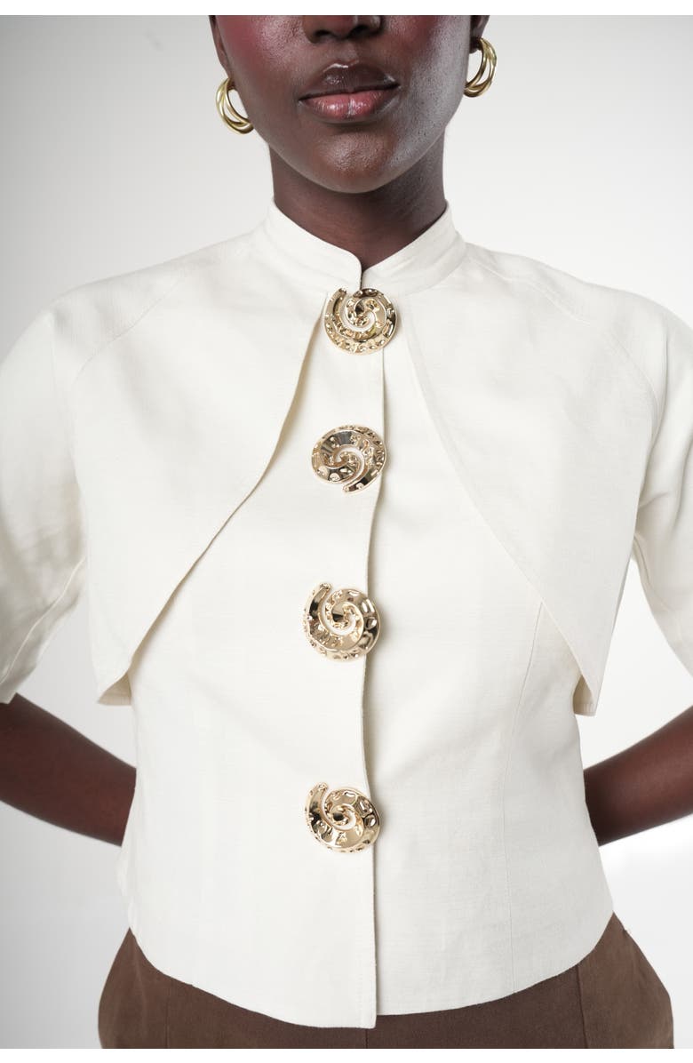 Sable Narea Shell-button Linen Top, Alternate, color, Ivory (Off-White)