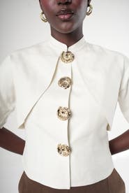 Sable Narea Shell-button Linen Top