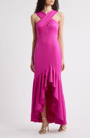 Eliza J Cross Neck High-Low Evening Dress