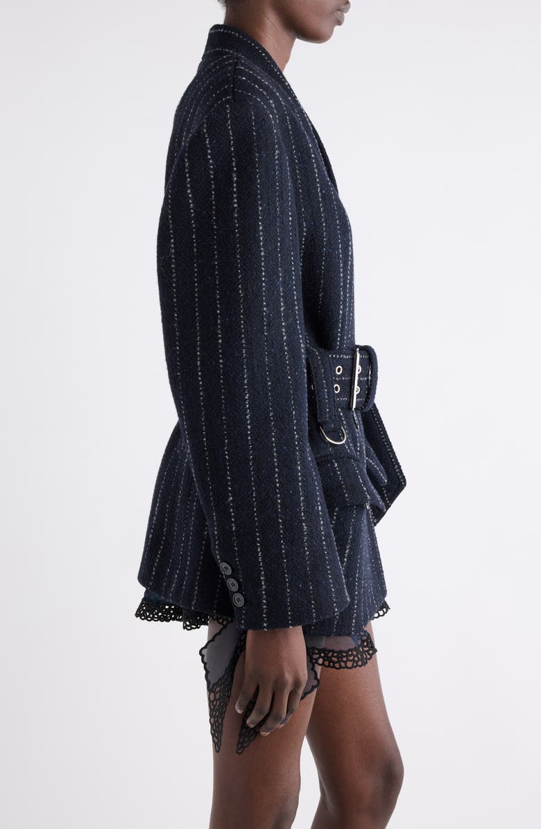 Isabel Marant Fyma Pinstripe Wool Belted Blazer, Alternate, color, Midnight