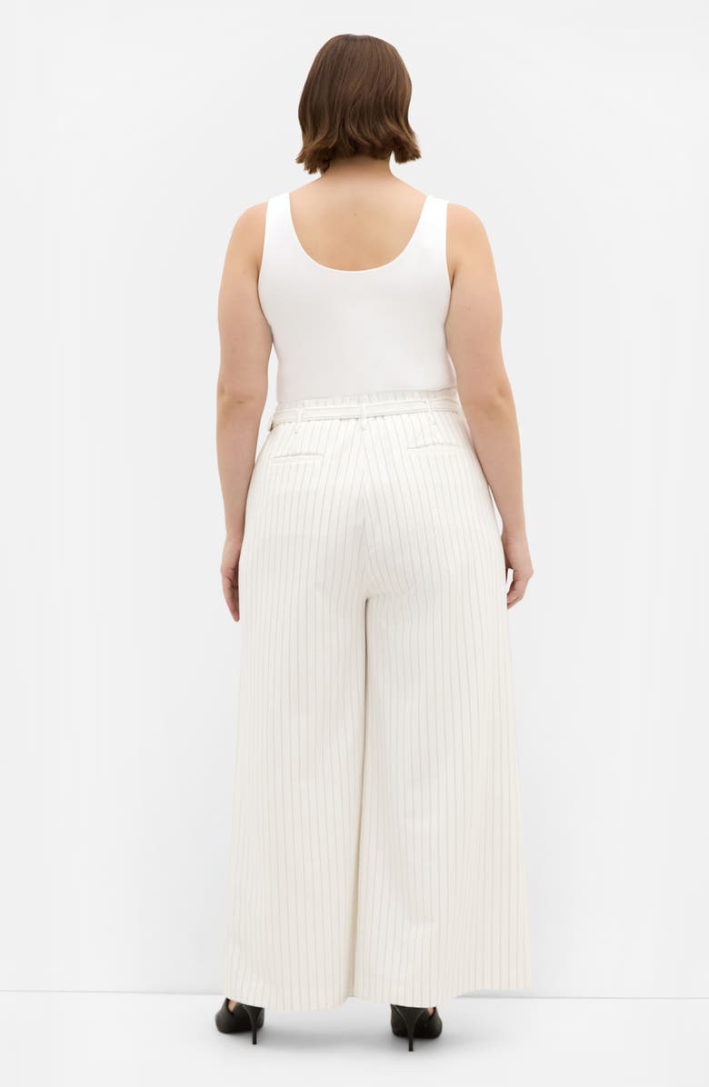 City Chic Belted Pinstripe Wide Leg Pants, Alternate, color,
