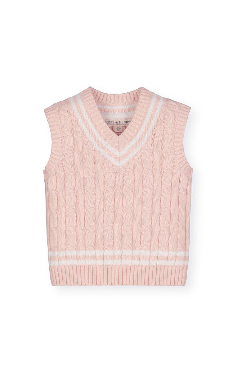 Hope & Henry Baby Boys' Organic Cricket Sweater Vest, Infant, Main, color, Light Pink With White