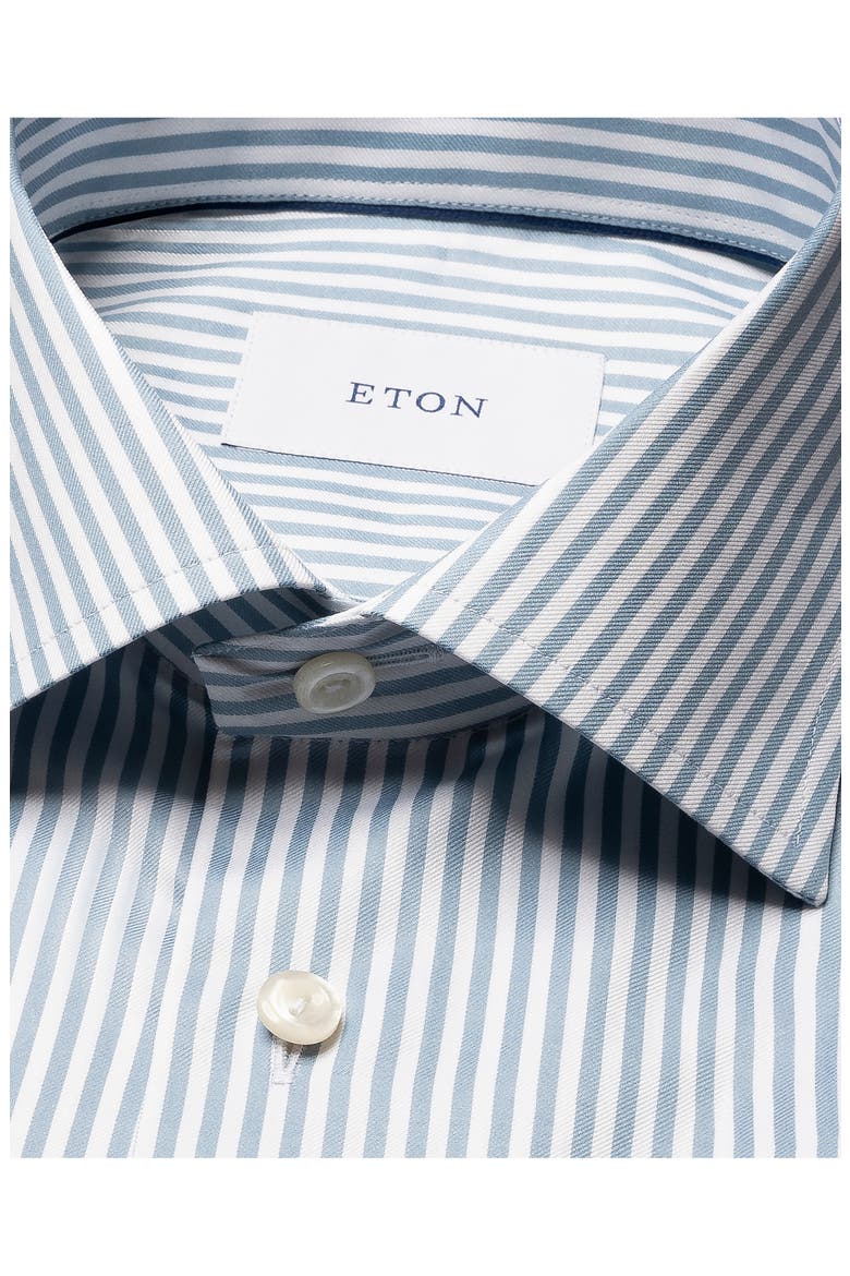 Contemporary Fit Light Green Stripe Signature Cotton Twill Dress Shirt, Alternate, color, LIGHT GREEN