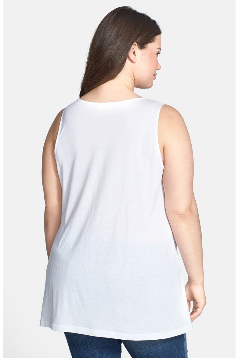 'Flamingo' Print Tank, Alternate, color, WHITE