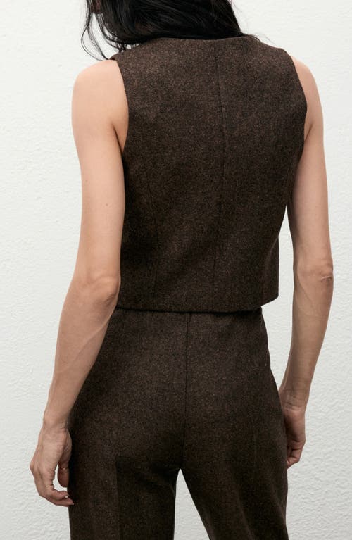 Mango Speckled Wool Blend Waistcoat In Brown