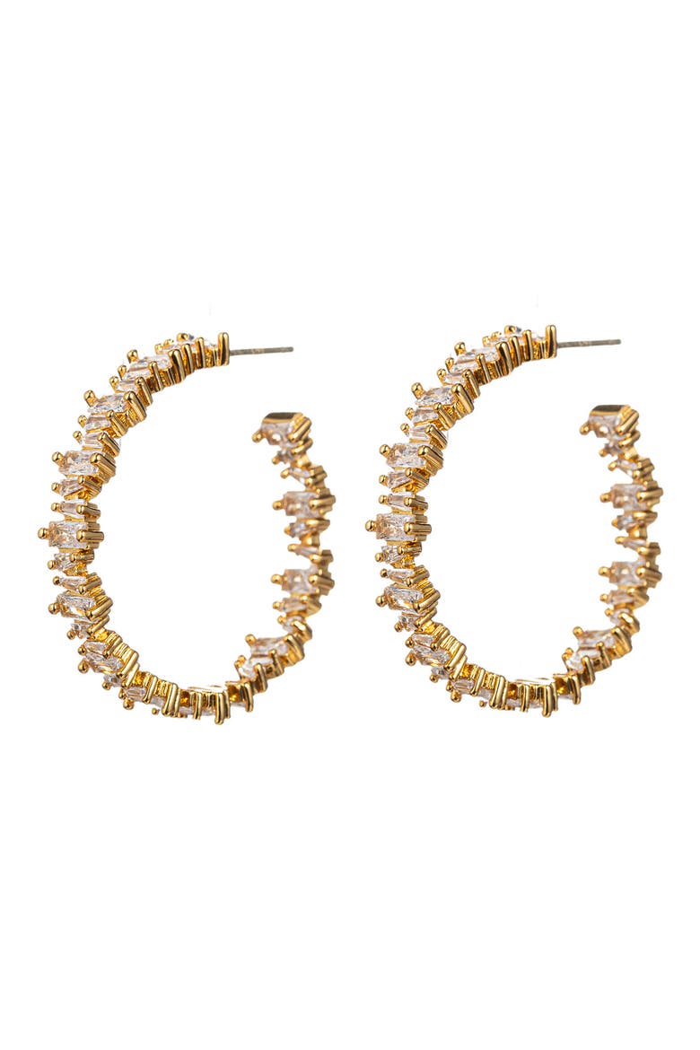 Cindy Cubic Zirconia Hoop Earrings, Main, color, SILVER
