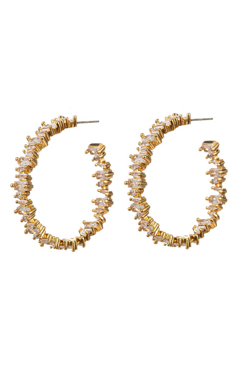 EYE CANDY LOS ANGELES Cindy Cubic Zirconia Hoop Earrings, Main, color,
