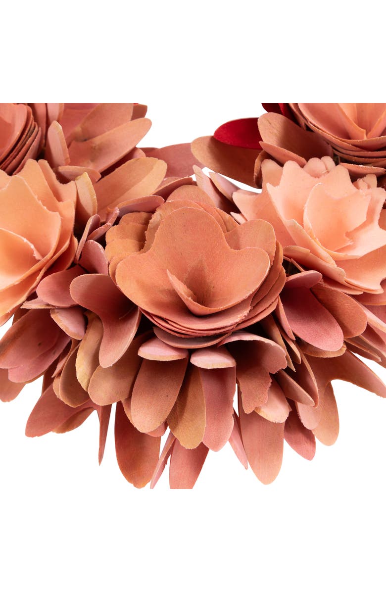 Northlight Wooden Rose Artificial Valentine's Day Floral Wreath - 14" - Red and Pink, Alternate, color, Red