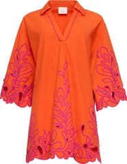 Cinq à Sept Embroidered Paisley Bloom Cotton Minidress