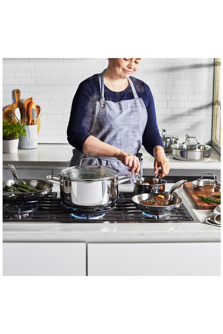 Clad H3 10-Piece Stainless Steel Cooking Set, Alternate, color, SILVER