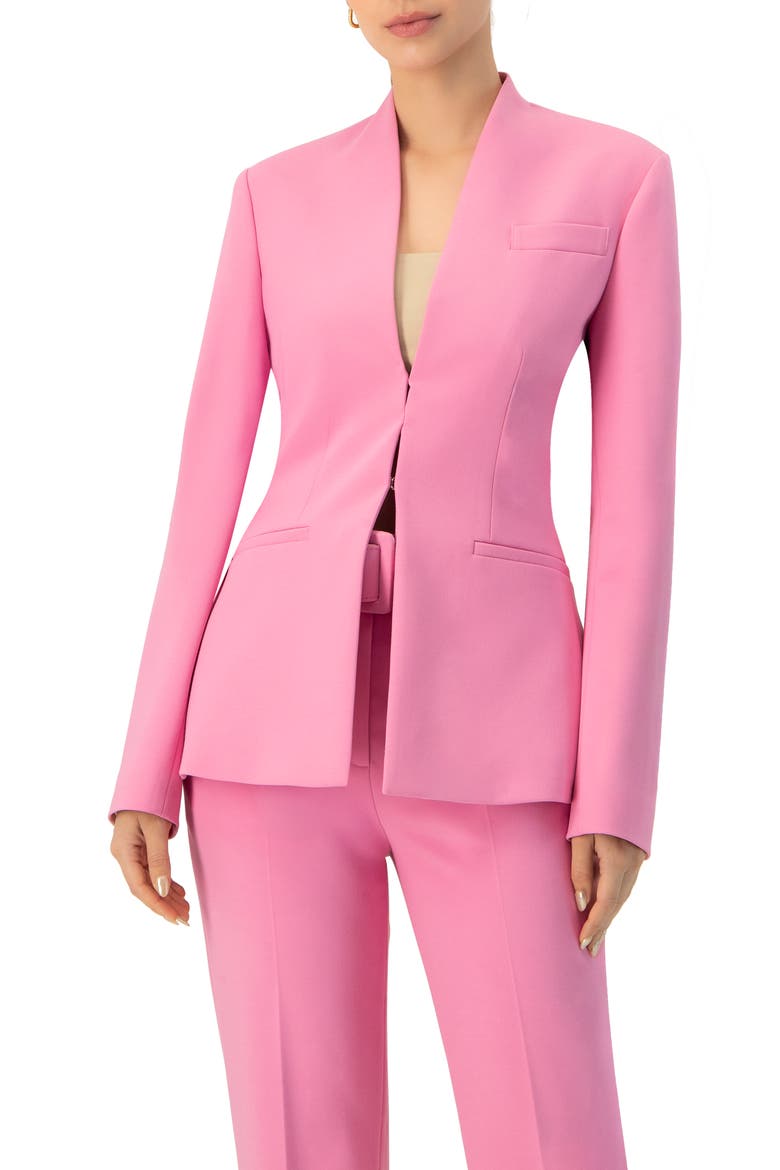 Collarless Straight Blazer, Main, color, Pink