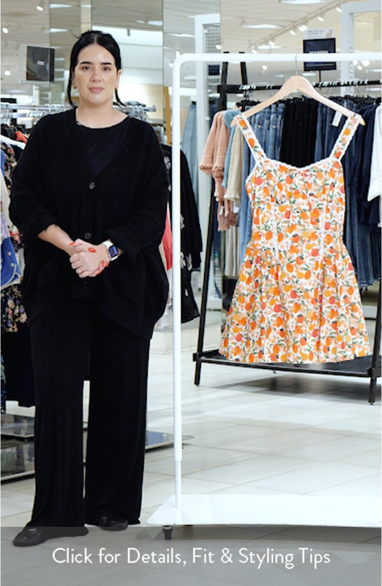 Tangerine Print Lace Detail Fit & Flare Cotton Minidress, sales video thumbnail