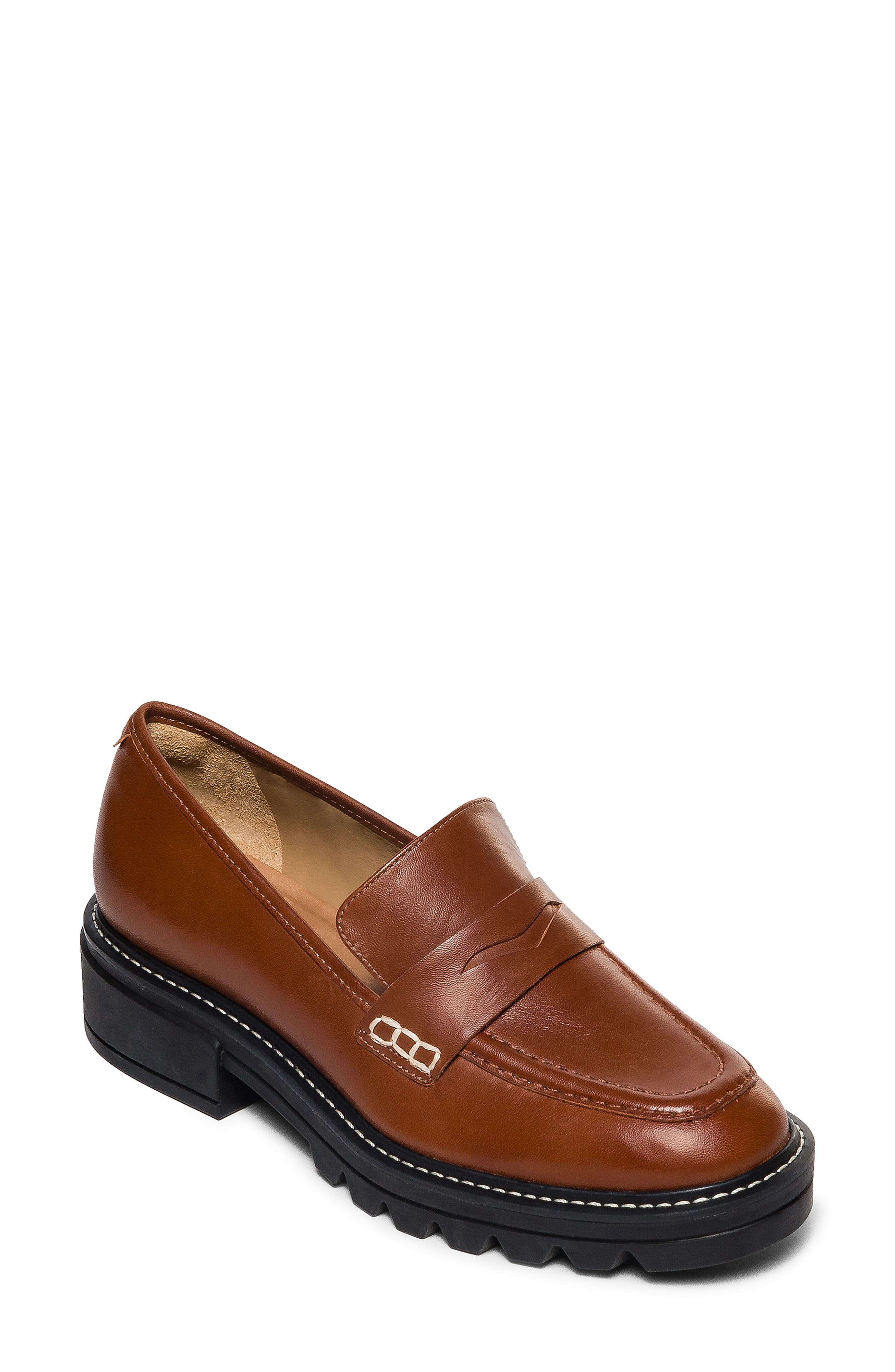 Chandler Platform Penny Loafer, Main, color, SADDLE