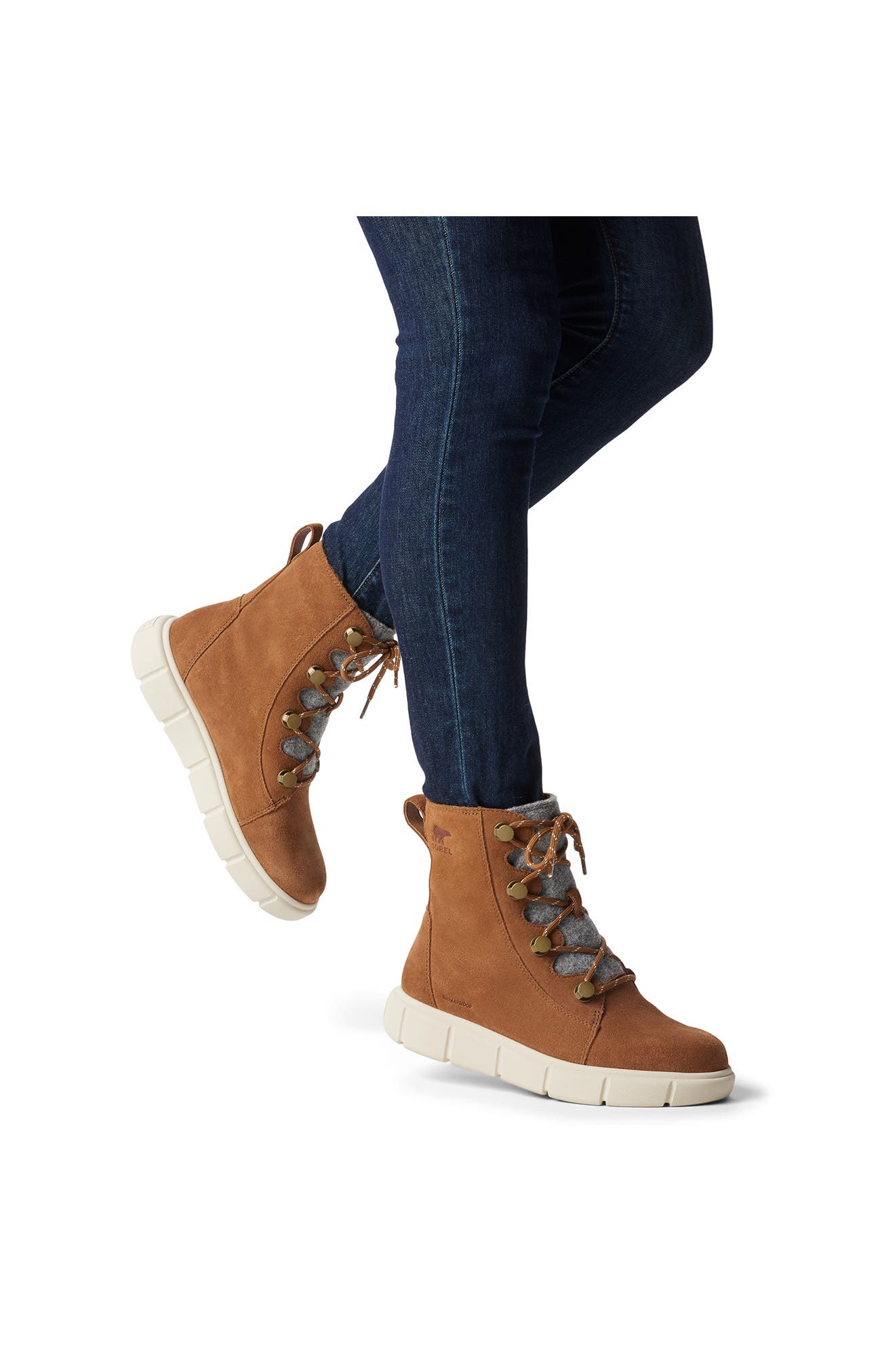 SOREL Explorer III Joan Waterproof Boot, Alternate, color, Velvet Tan/ Chalk