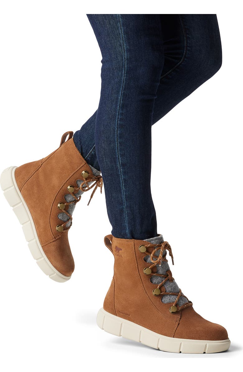 SOREL Explorer III Joan Waterproof Boot, Alternate, color, Velvet Tan/ Chalk