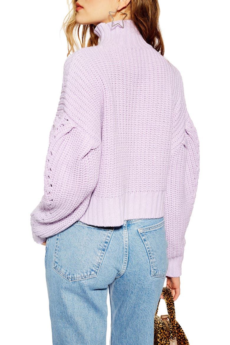 Cropped Turtleneck Sweater, Alternate, color, LILAC