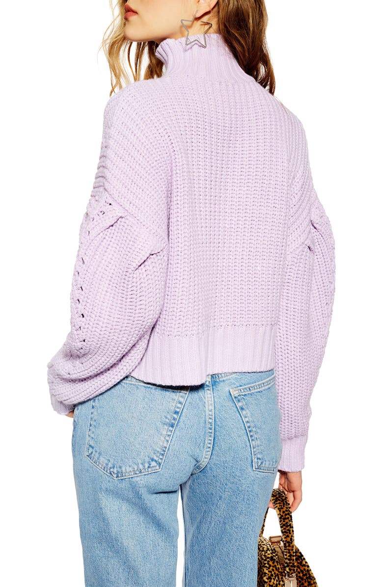 Topshop Cropped Turtleneck Sweater, Alternate, color,