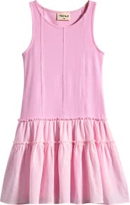 TENLY Kids' Mixed Media Drop Waist Dress